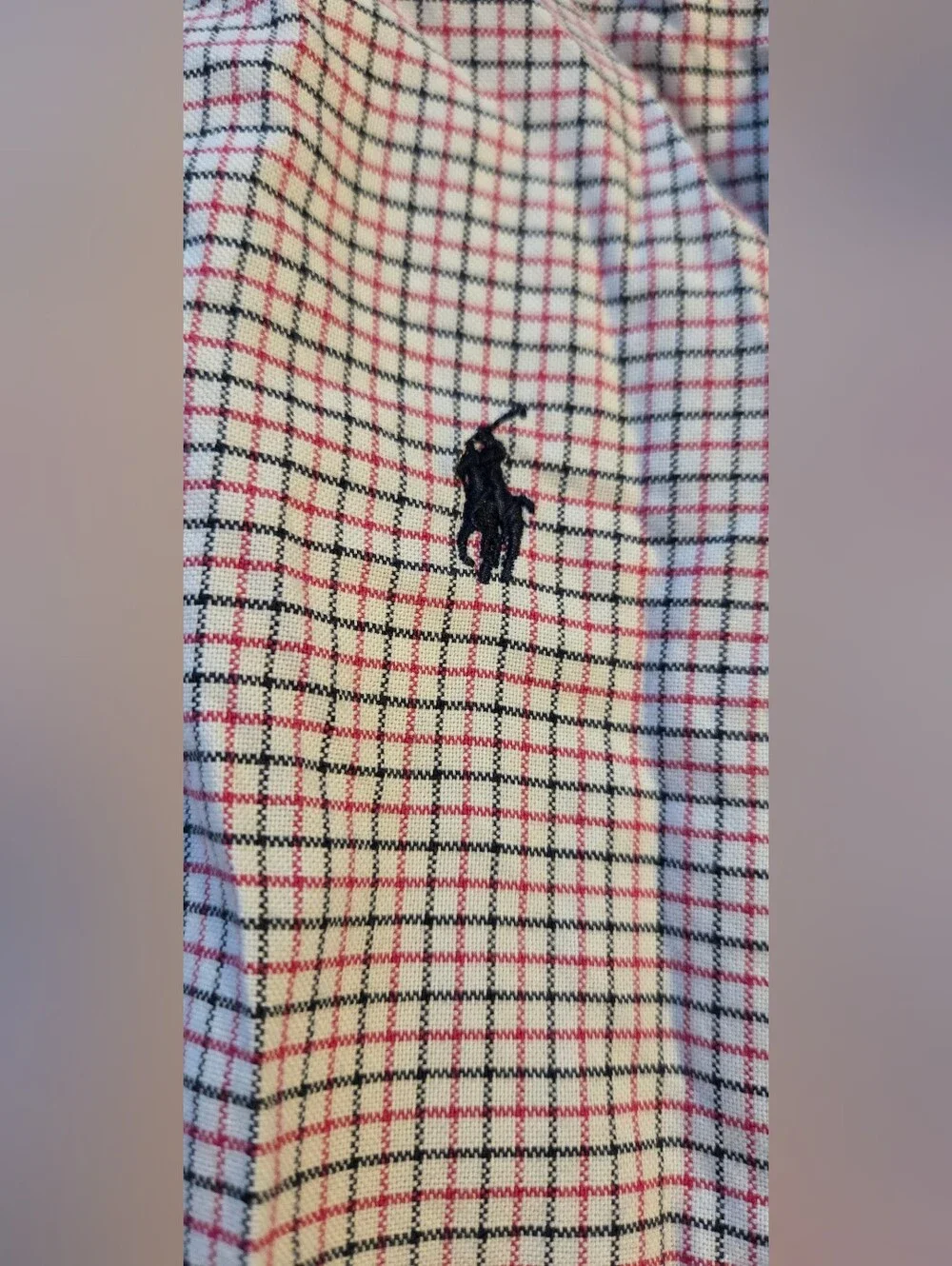 Ralph Lauren KID SIZE M (10-12) Pink and Black Windowpane Button-Down Shirt